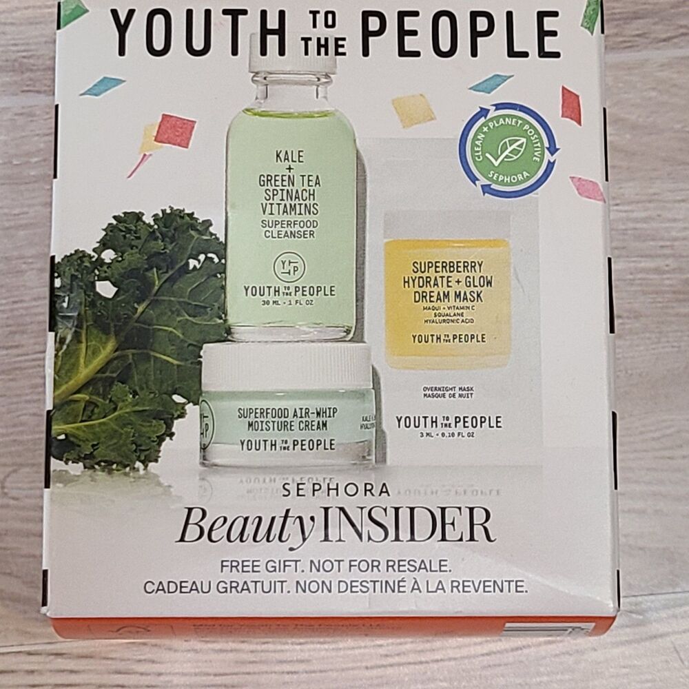 Youth To The People YTTP Hydrating Skincare 3 Piece Cleanser Cream Mask Set New
